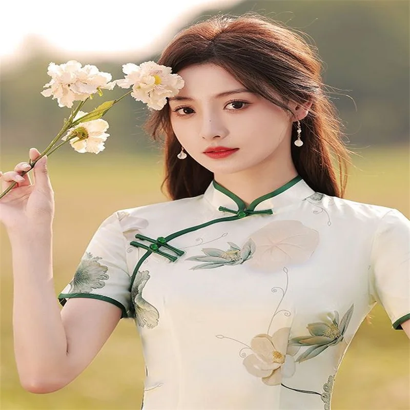 Традиционное китайское платье Qipao современная женская одежда на новый год 2024