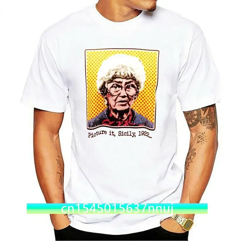 Golden Girls Sophia Petrillo Pop Art T-Shirt (Estelle Getty/Picture it Sicily) Print T Shirt Mens Short Sleeve Hot Tops Tshirt