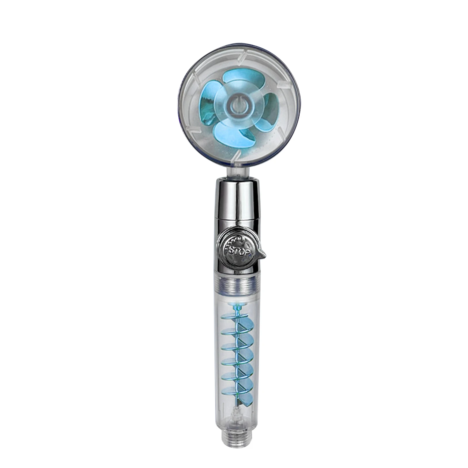 

Spray Nozzle Detachable High Pressure ABS Spa With Fan Switch Bathroom Propeller Driven Rainfall Shower Head Home Water Saving