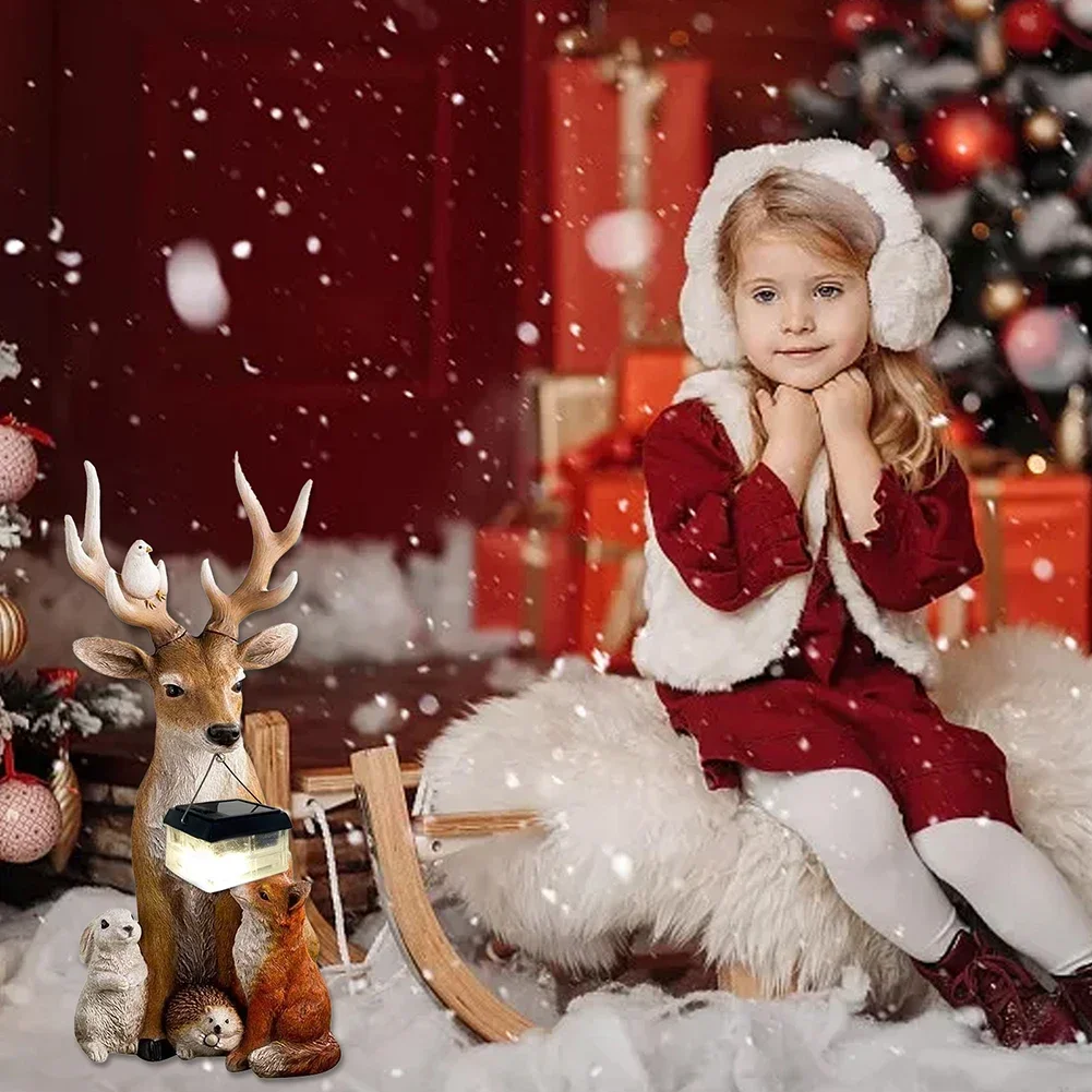 1 шт. садовая статуя из смолы олень кролик еж жирный волк солнечная энергия 20x10x8 см