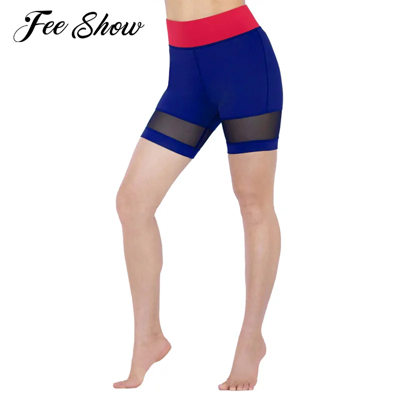 

Women Breathable Mesh Sport Yoga Shorts Bottom High Waist Wide Elastic Waist Stretchy Tight-fitting Gym Jogging Sporting Shorts