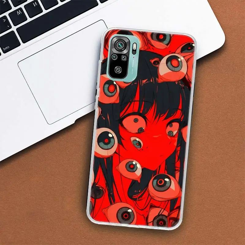 Фото Devil Fear, чехол для телефона Red Eye Dense Phobia для Xiaomi Redmi Note 14 Pro Plus 5G 13 13C 14C Cover 12 12C 10C 10A 9 10 9T 9C 9A 8 №5