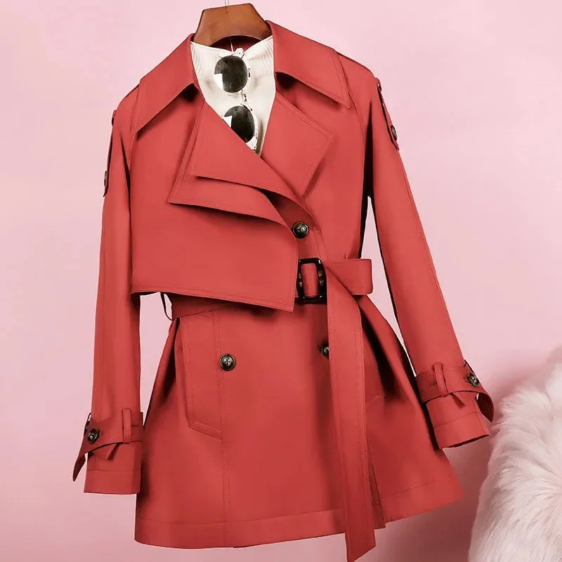 

Spring Autumn Women Trench Coat Double-Breasted Belt Lining Windbreaker Women Basic Coat Gabardina Mujer High Quality Outerwear