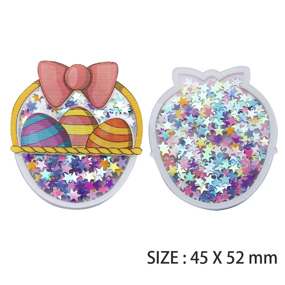 Акриловая фотоаппликация в виде зайчика с блестками 1Yc23894