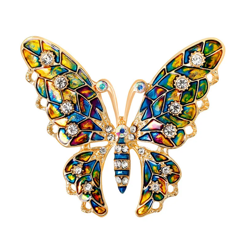 

High-grade rhinestone dripping oil brooch personality color dripping oil butterfly brooch animal brooch