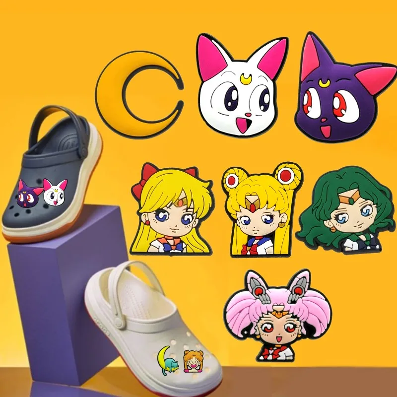 1 шт. ТВ анимационные серии из ПВХ Croc аксессуары Moon Cat Gibit обуви Charm Clogs Pins орнамент
