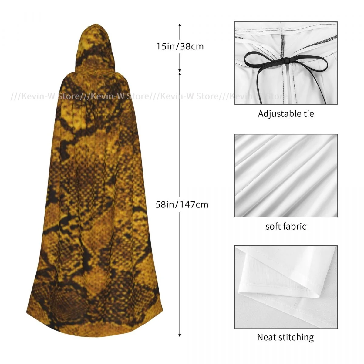 Женская накидка с капюшоном в полоску со змеиным узором средневековый костюм