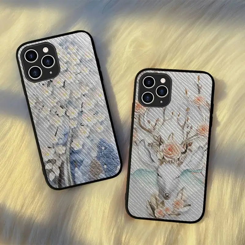 

Relief Flower 3D Emboss Phone Case Hard Leather Case for iPhone 11 12 13 Mini Pro Max 8 7 Plus SE 2020 X XR XS Coque