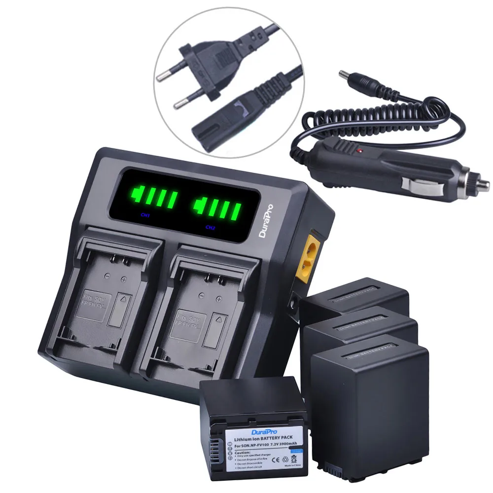 3900mAH NP-FV100 NP FV100 FV100 аккумуляторная батарея камеры + LED Qucik зарядное устройство для Sony SR10E SR11E SR12E SR42E SR45 камеры