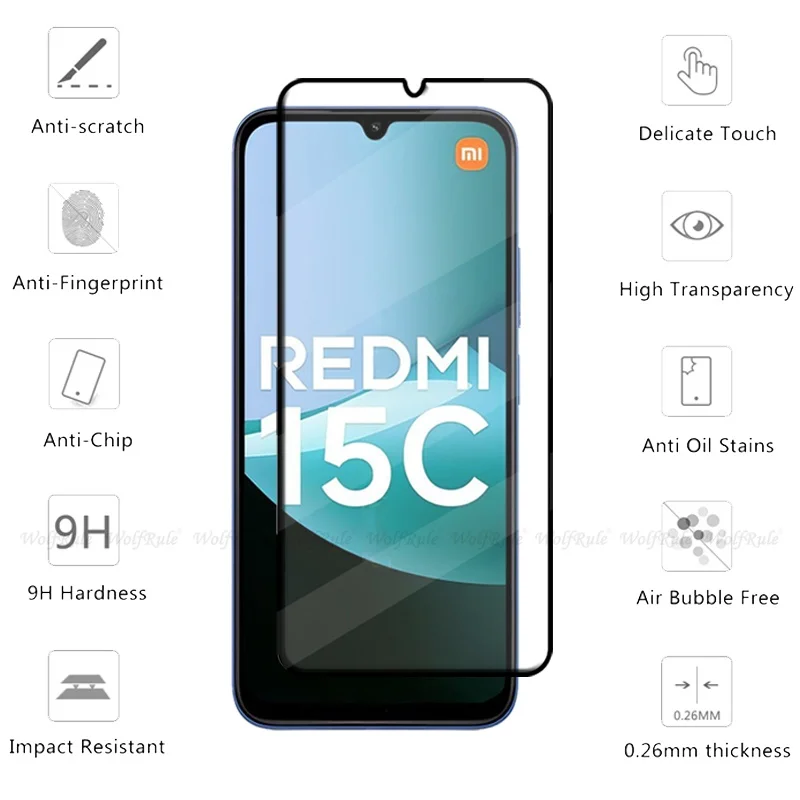 Фото 6-в-1 для Xiaomi Redmi 15C Стекло для Redmi 15C закаленное стекло 9H HD Защитное полное покрытие для экрана Redmi 15C Стекло для объектива №3