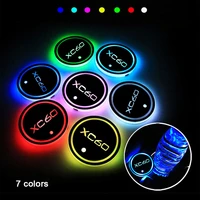 luminous car water cup coaster holder 7 colorful usb charging car led atmosphere light for volvo xc60 xc 60 auto accessories