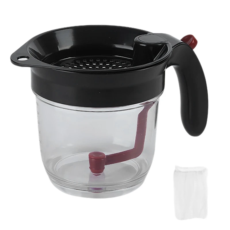 

4-Cup Separator With Bottom Release - 1L Oil/Soup/Sauce Skimmer With Integrated Strainer- With 30 PCS Sink Filter