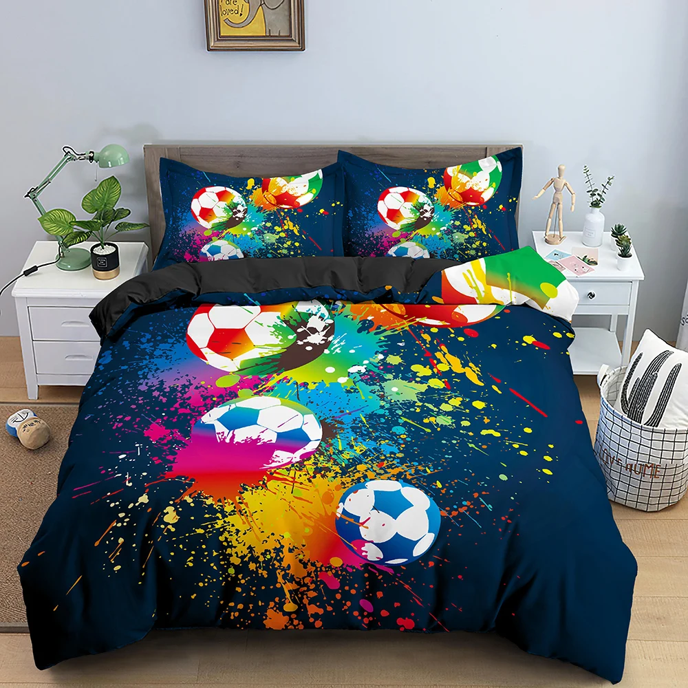 

Football Pattern Bedding Sets Luxury Duvet Cover Pillowcase Bedclothes Twin/Queen/King Size Bed Room For Kids Bedding