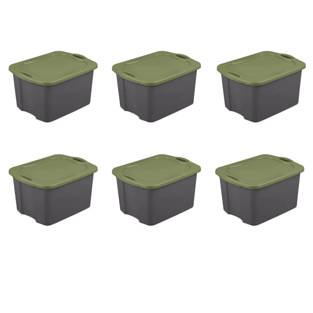 

Sterilite 17.5 Gal. EZ Carry Plastic, Flat Gray/Sage Legume, Set of 6
