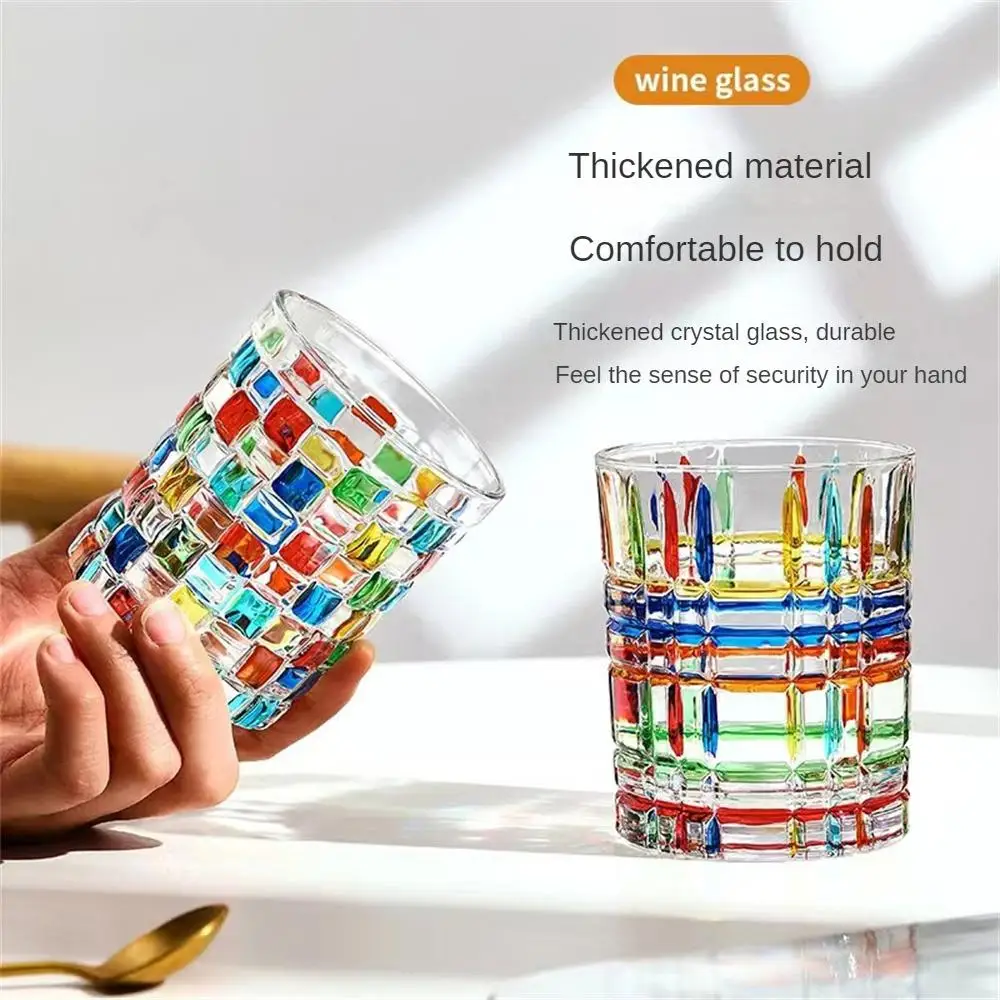 

Italy Zecchin Design Multicolor Crystal Whisky Glasses Gothic Old Fashioned Glass Hand Painted Dazzle Color Whisky Tumbler