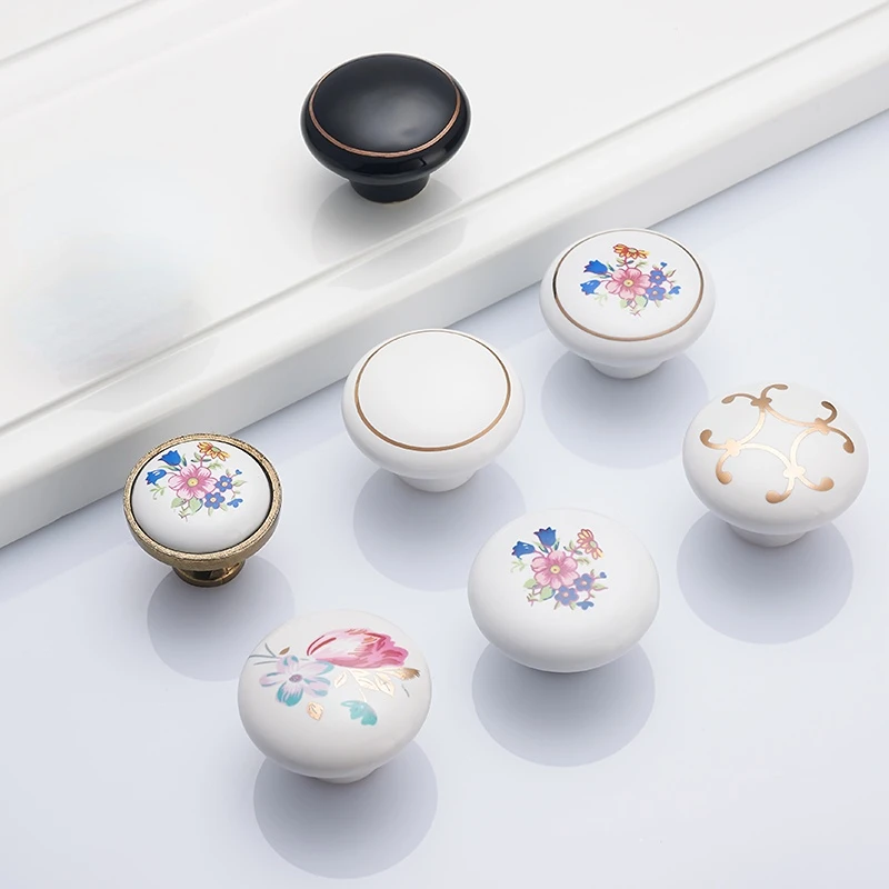 Ceramic Small Handle Modern Simple Single Hole Drawer Wardrobe Door Children's Room Cabinet Panel |