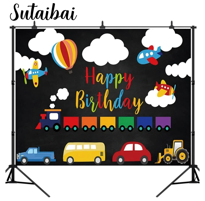 

Car Train Plane Transportation Baby Shower Boy Birthday Party Photography Backdrops Photographic Background for Photography