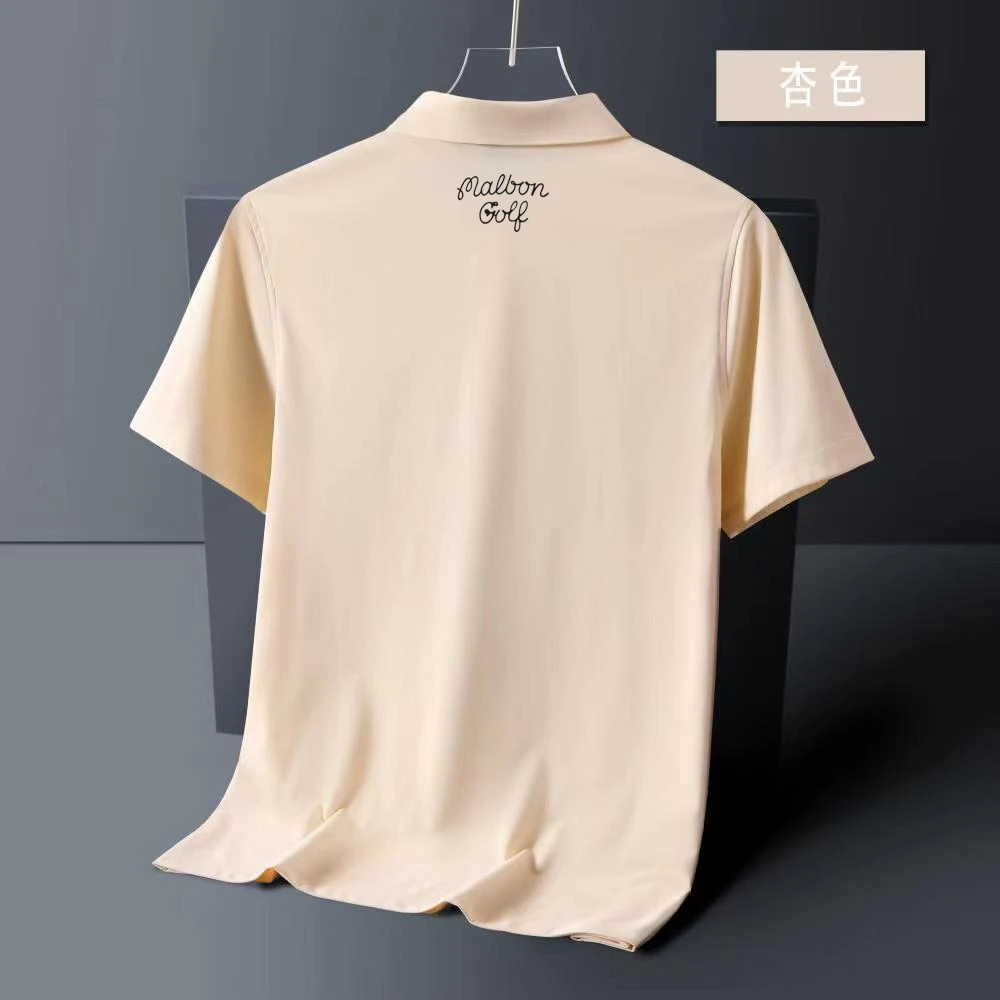 2023 New Summer Embroidered Malbon Golf Polo Shirt Men Hot High  Quality Men's Short Sleeve Breathable Quick drying Top Business