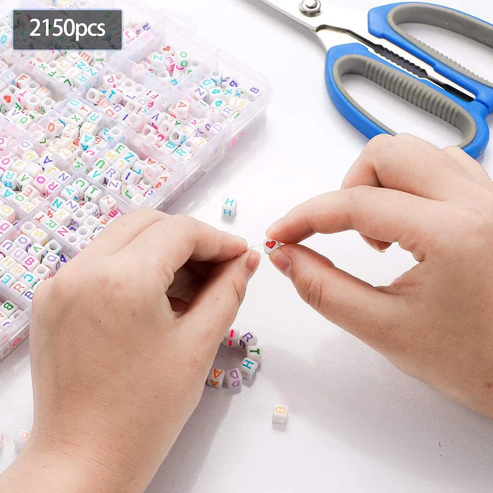 

2150 Pieces Loose Spacer Bead Number Beads Five Pointed Stars Beads Letter Beads for DIY Decoration Crafts Charms Beading Anklet