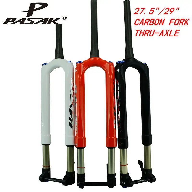 

PASAK MTB Mountain Bike700C Carbon Fiber Fork Shock Absorber 27.5/29inch Suspension Inverted Gas Air Fork Thru-Axis Disc Brake