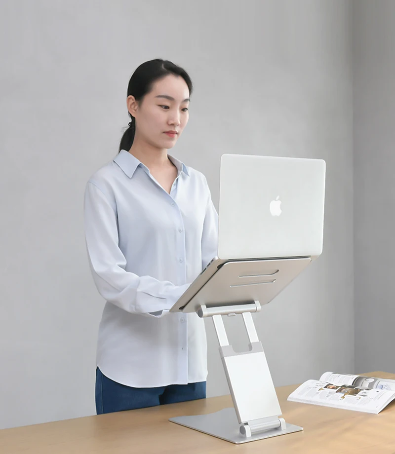 

AP-2HB Aluminum Alloy Height Adjustable Laptop Stand Folding Lifting Standing Work Office Macbook Riser