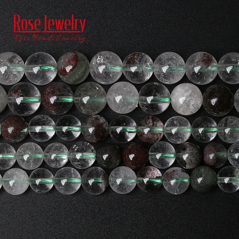 

Природные кристаллы Фантом призрак кварцевые бусины камень круглые свободные бусины женские браслеты аксессуары 15 дюймов 6 8 10 мм