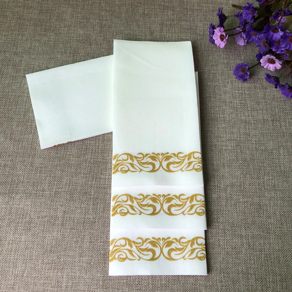 

Napkins Paper Printed Towels Hand Handkerchief Decorative Napkin Printing Tissue Serviette Floral Golden Towel Guest Bathroom