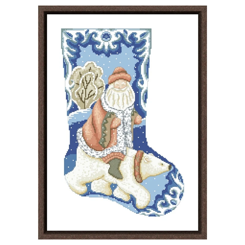 Father frost stocking cross stitch kit Christmas design 18ct 14ct 11ct unprint canvas stitching embroidery DIY wall home decor