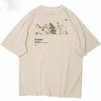 2021 men hip hop t shirt streetwear japanese kanji harajuku funny cat t shirt summer short sleeve tops tees cotton print tshirts