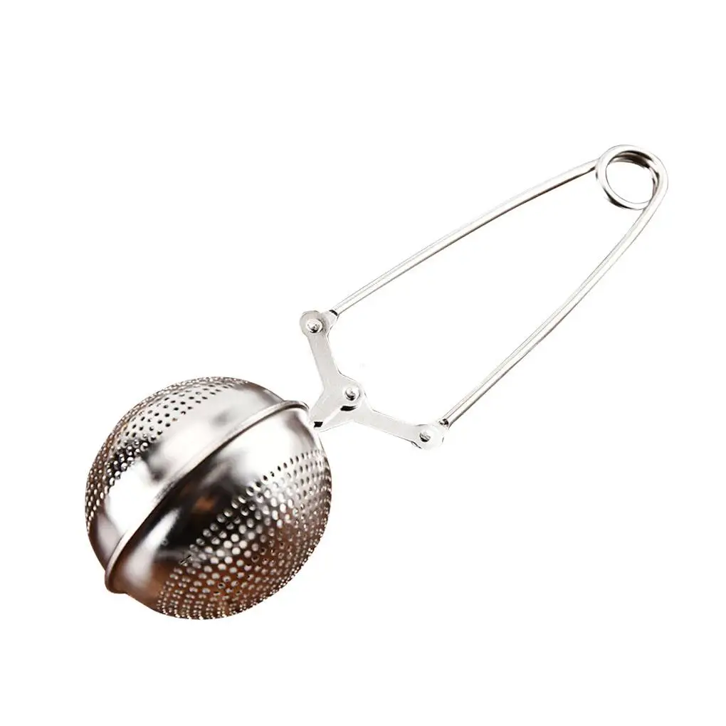 

Mesh Snap Ball Loose Leaf Tea Infuser with Handle Stainless Steel Spices Strainer Tea Filter