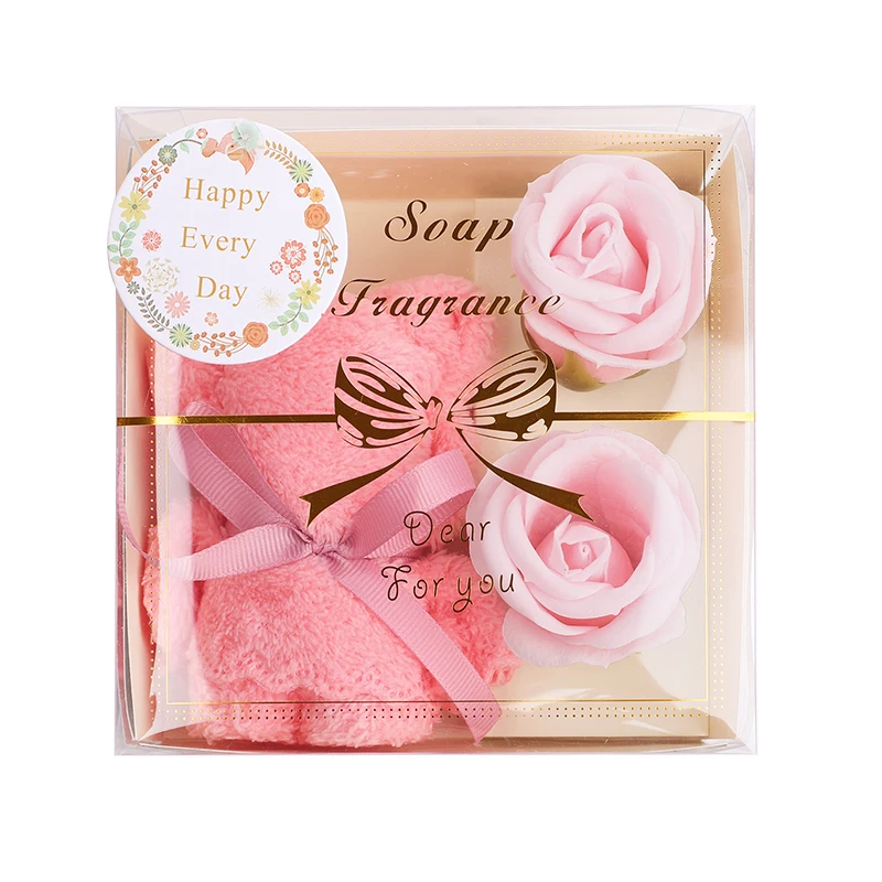 Подарочный набор ЗQNYCY: полотенце, медведь, мыло, цветок