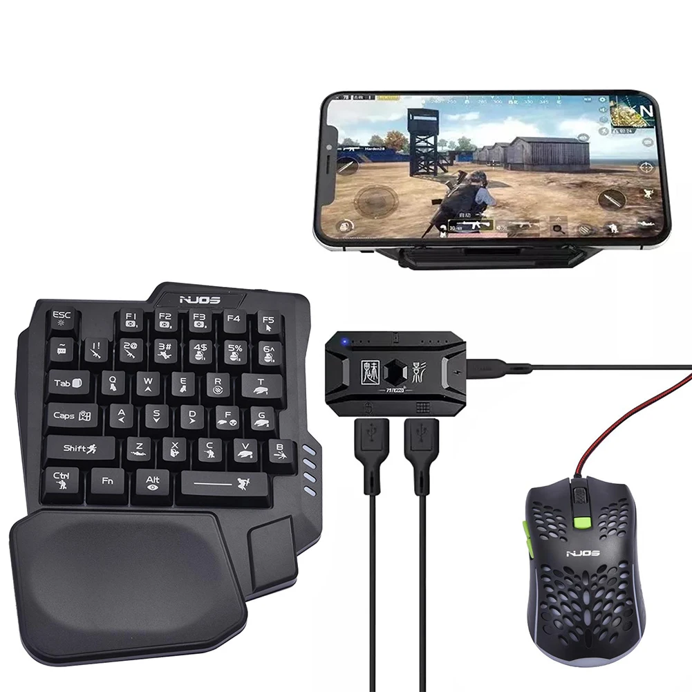 

5 в 1 Bluetooth-совместимый 5,0 конвертер для телефона планшет Мышь Клавиатура комбо-конвертер Набор красочной подсветки для PUBG Mobile