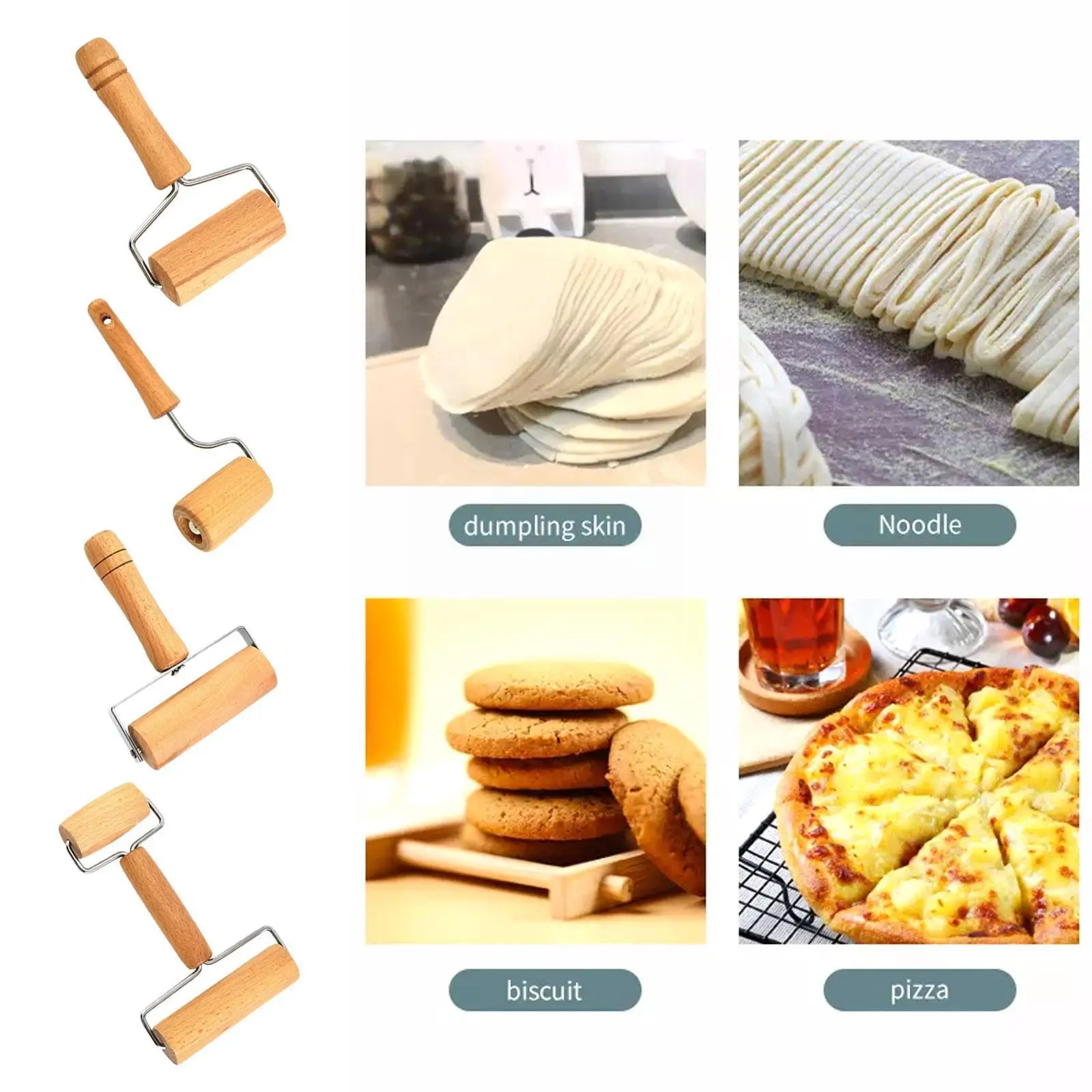 

1pc 3 Sizes Wooden Rolling Pin Hand Dough Roller For Pastry Fondant Cookie Dough Chapati Pasta Bakery Pizza Household Kitch Y0s7