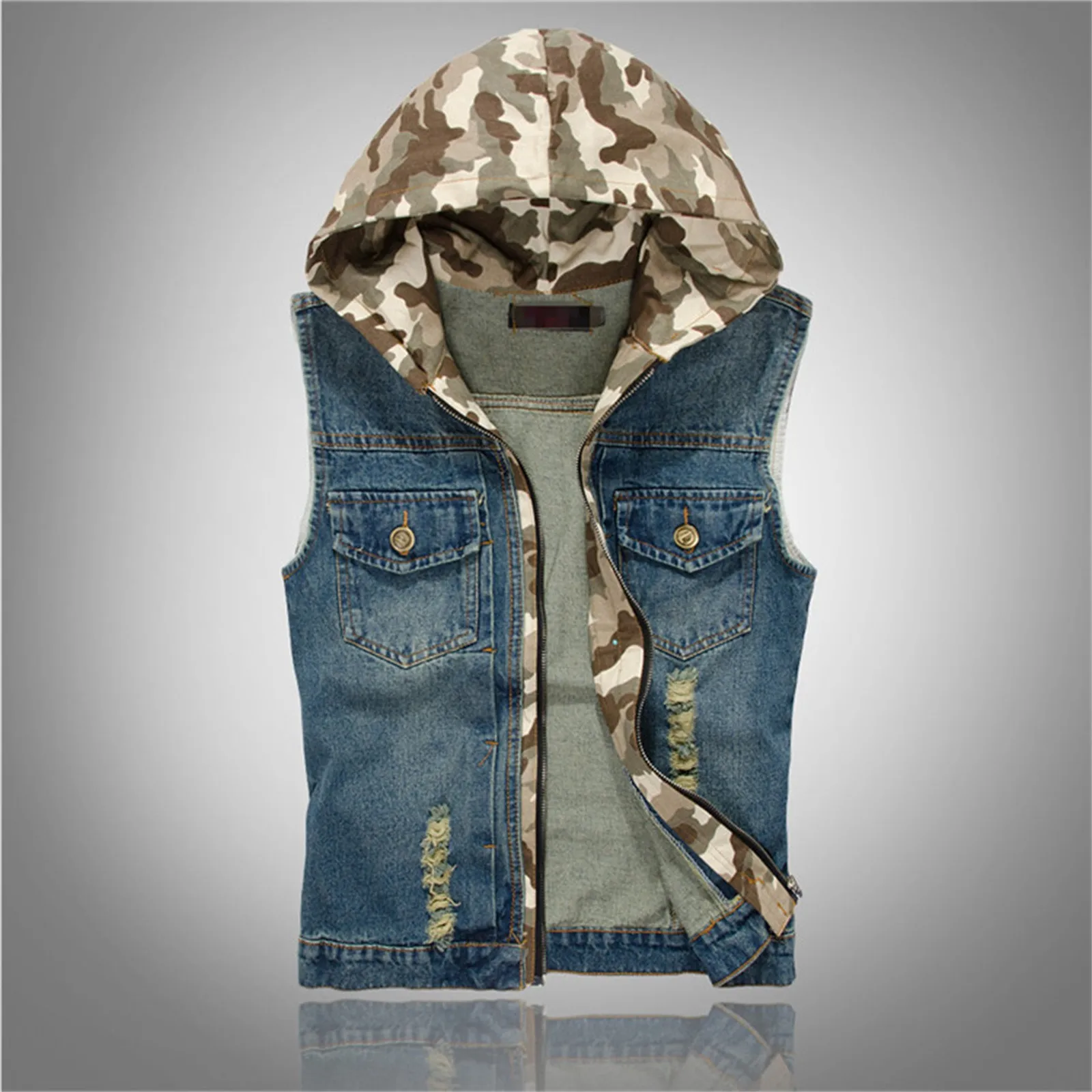

Denim Vest Men Lapel Sleeveless Slim Fit Retro Ripped Casual Jean Vest For Men's V Neck T Shirts Men