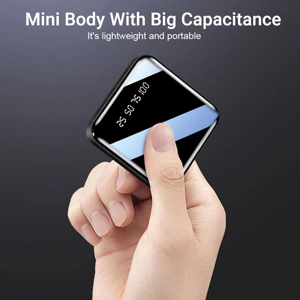 20000mah power bank portable charging poverbank mobile phone led mirror back power bank external battery pack powerbank free global shipping