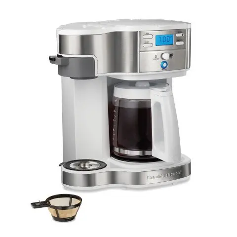

2-Way Programmable Coffee Maker, Single-Serve and 12 Cup Glass Carafe, White, 49933