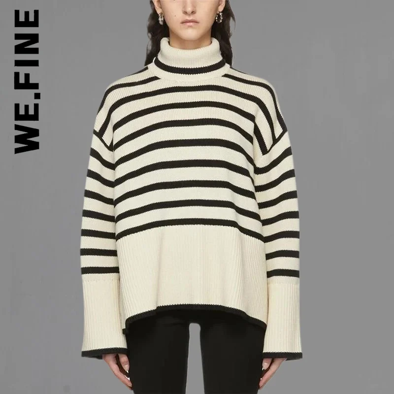 

Женский трикотажный пуловер в полоску, с длинным рукавом