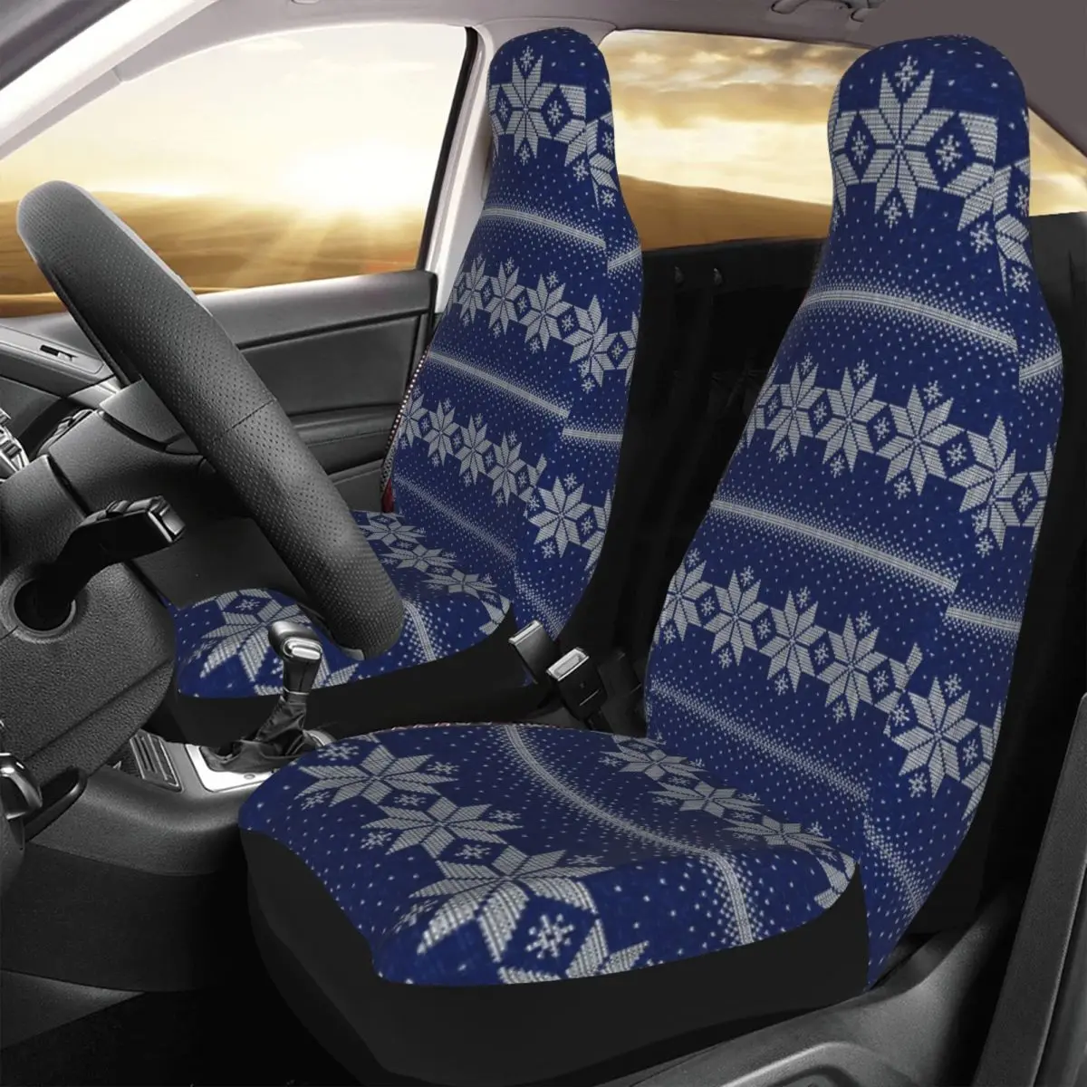 

Blue White Christmas With Snowflake Universal Car Seat Cover Protector Interior Accessories AUTOYOUTH Cold Car Seat Mat Hunting