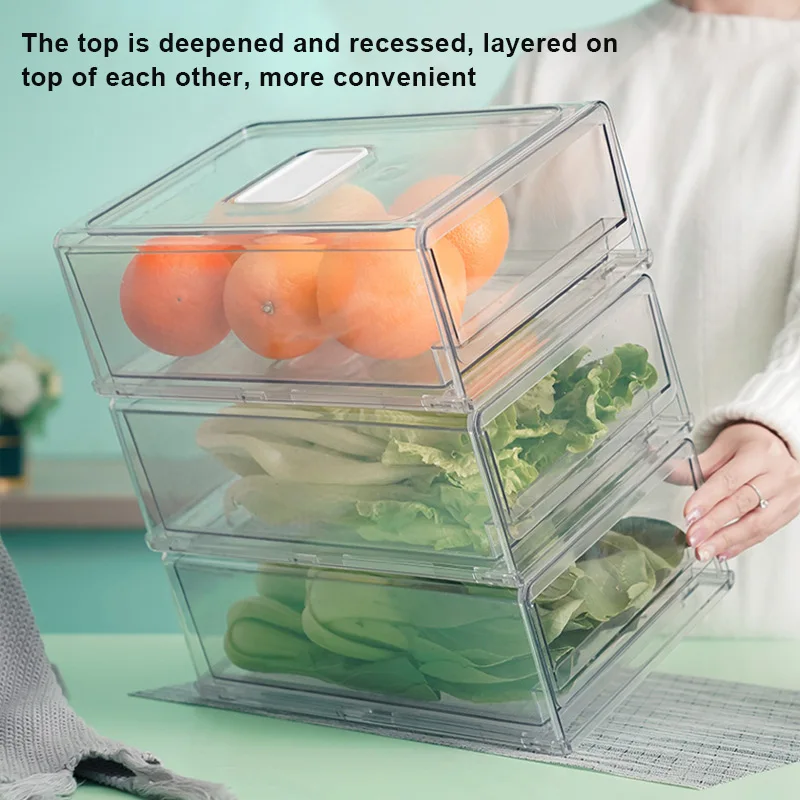 

Food Storage Containers With Cover Refrigerator Drawer Stackable Kitchen Pantry Cabinet With Drainage Hole For Freezer Fping