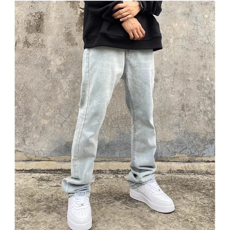 Streetwear Men High Street Hip-hop Back Embroidered Jeans 2022 New Style Versatile Elastic Pencil Pants Autumn and Winter Women