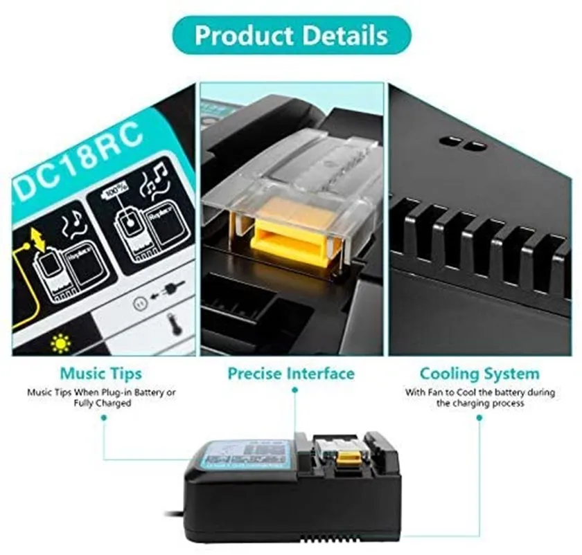 Зарядное устройство для литий-ионных аккумуляторов DC18RC 3A Зарядка Makita 14 4 V 18V Bl1830