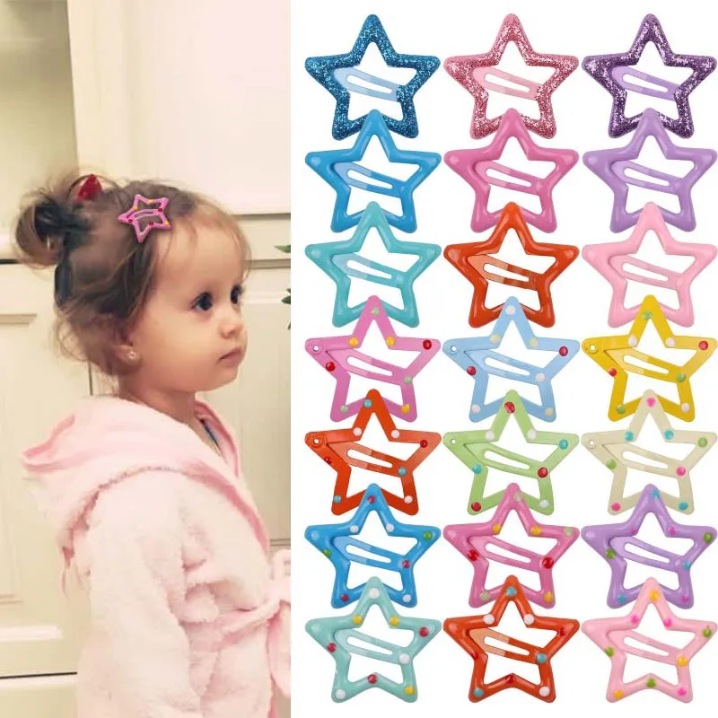 

2/5/10pcs Macaron Kids Hairpin Ins Solid Color Geometric Star BB Clip Simple Student Broken Hairpin Hair Accessories Hair Clips