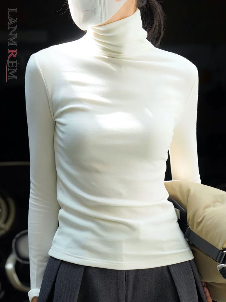

LANMREM Solid Slim Turtleneck T-shirt Long Sleeve Thicken Warm Bottoming Casual Tops For Women 2023 Spring Spring Tide 2L2014
