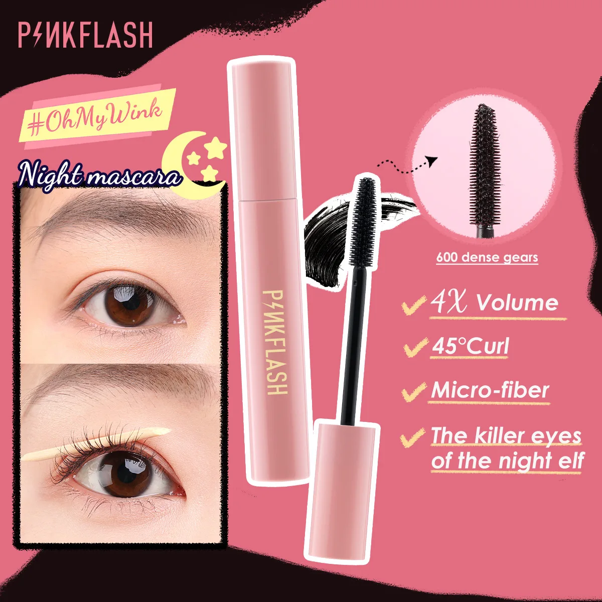 

Day and Night Two Kinds of Mascara Waterproof Non-Smudge Curling Mascara PF-E08