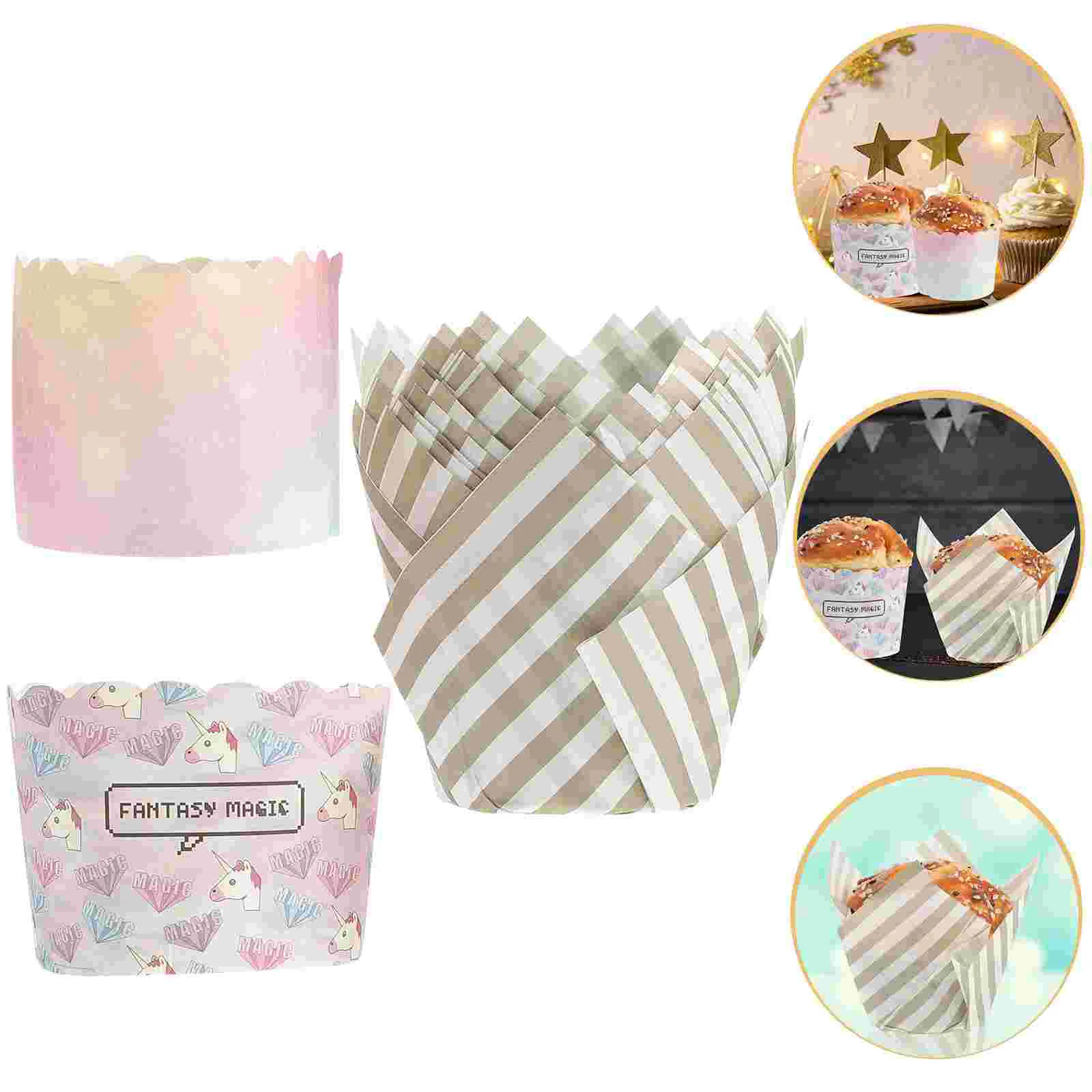 

Muffin Baking Cupcake Paper Liner Tins Cup Wrapper Kraft Mold Treat Resistant Holders Wrappers Grease Tulip Cups Diy