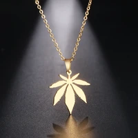 stainless steel autumn maple leaf choker pendant necklace engagement jewelry for women man
