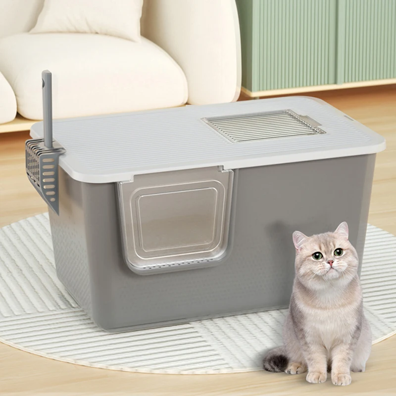 

63x33cm Large Totally Closed Cat Litter Box Cat Toilet Cat Bedpans Sandbox for Cat Furniture Accessories Suitable for up to 15Kg
