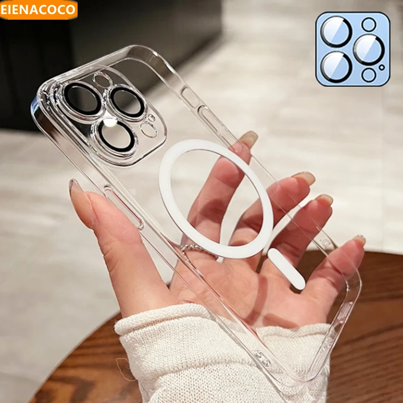 Модный прозрачный акриловый чехол Для Magsafe для iPhone 14 13 12 11 Pro Max магнитный беспроводной зарядный чехол с защитой объектива Модный прозрачный акриловый чехол Для Magsafe для iPhone 14 13 12 11 Pro Max магнитный беспроводной зарядный чехол с защитой объектива