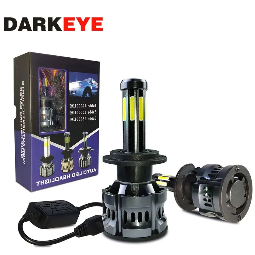 

1pcs LED h1 H4 LED 96000LM Car Headlight H3 H7 H8 H9 H11 9005/HB3 9006/HB4 8 Side 6500K Headlight Bulb 120W Super Bright 12V Squ