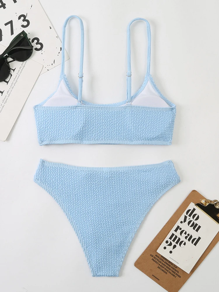 Соблазнительное однотонное бикини в рубчик 2022 женский купальник Женский